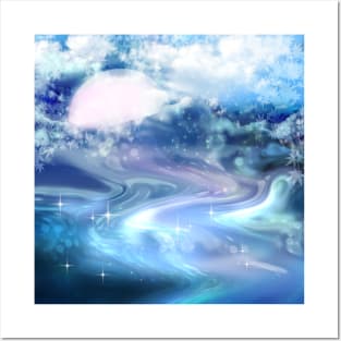 blue fantasy landscape Posters and Art